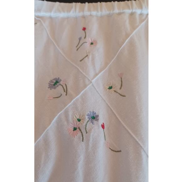 Susan Graver Maxi Skirt White Embroidered Floral Pattern Linen Blend Women's XL - Picture 5 of 7